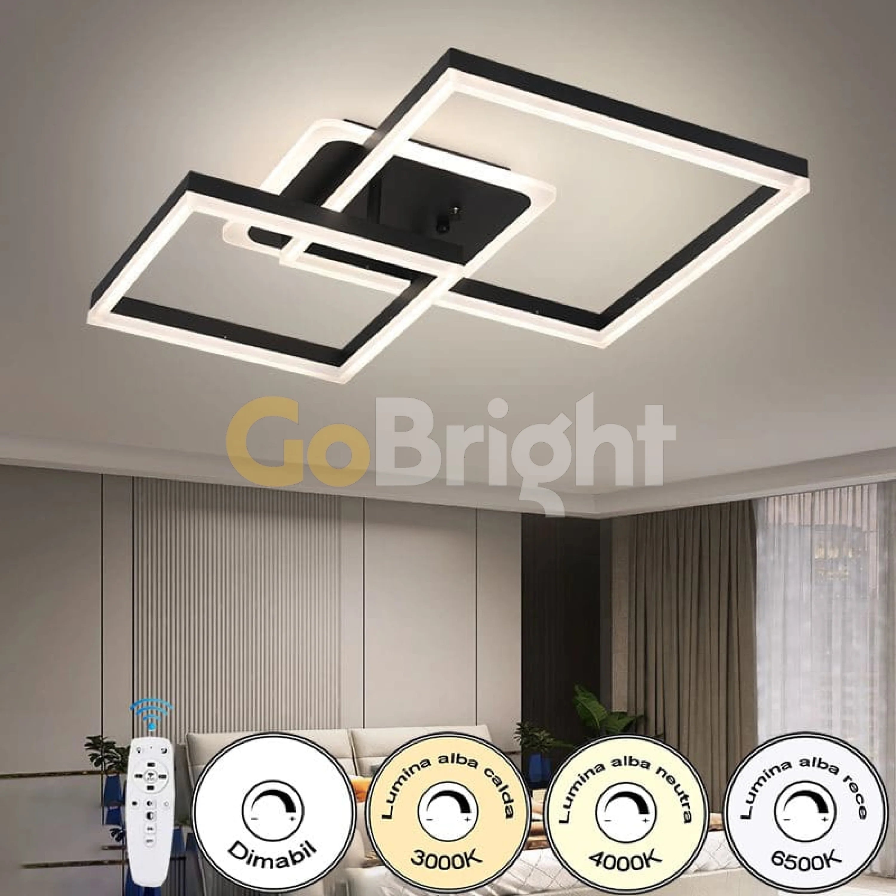 Lustra LED cu Telecomanda Azele 3 Tipuri de Lumini 160W Negru