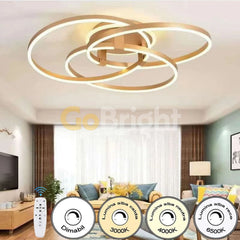 Lustra LED cu Telecomanda Azele 3 Tipuri de Lumini 240W Auriu