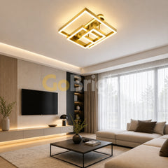 Lustra LED cu Telecomanda Azele 3 Tipuri de Lumini 240W Auriu