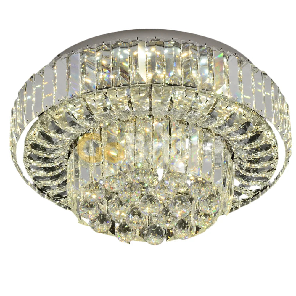 Lustra LED cu Telecomanda Crystal 3 Tipuri de Lumini Diametru 40cm 100W Crom