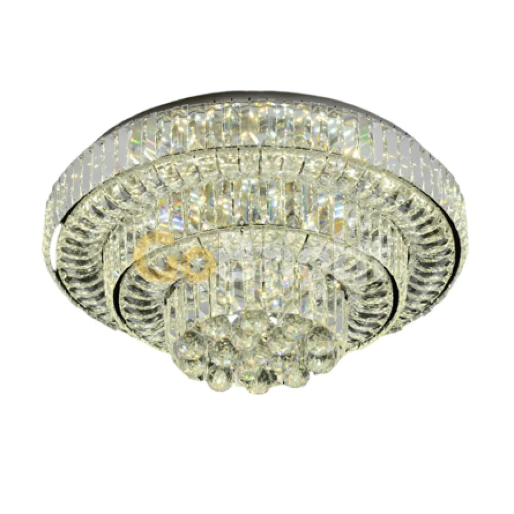 Lustra LED cu Telecomanda Crystal 3 Tipuri de Lumini Diametru 60cm 150W Crom