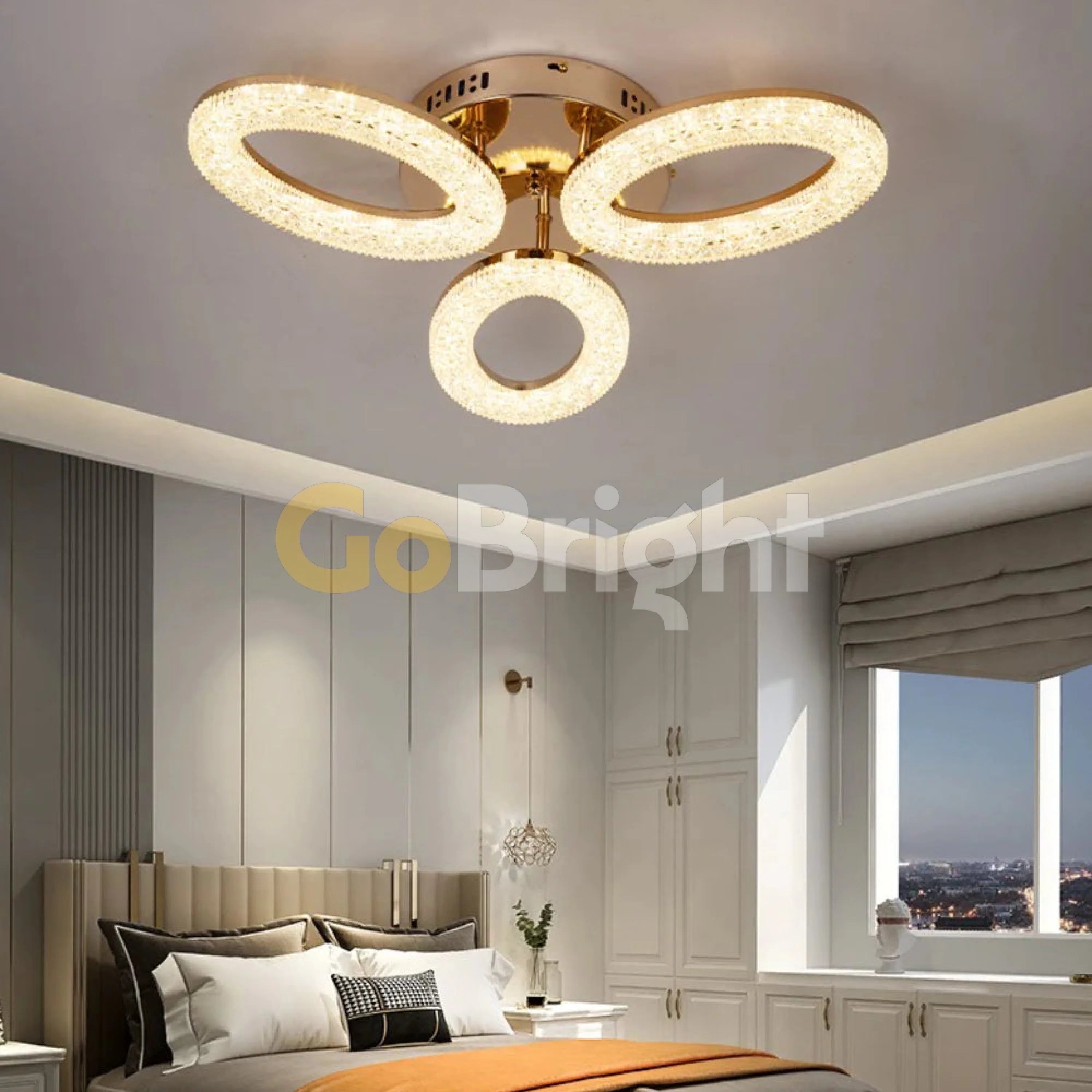 Lustra LED cu Telecomanda Elsabe 3 Tipuri de Lumini 60W Auriu