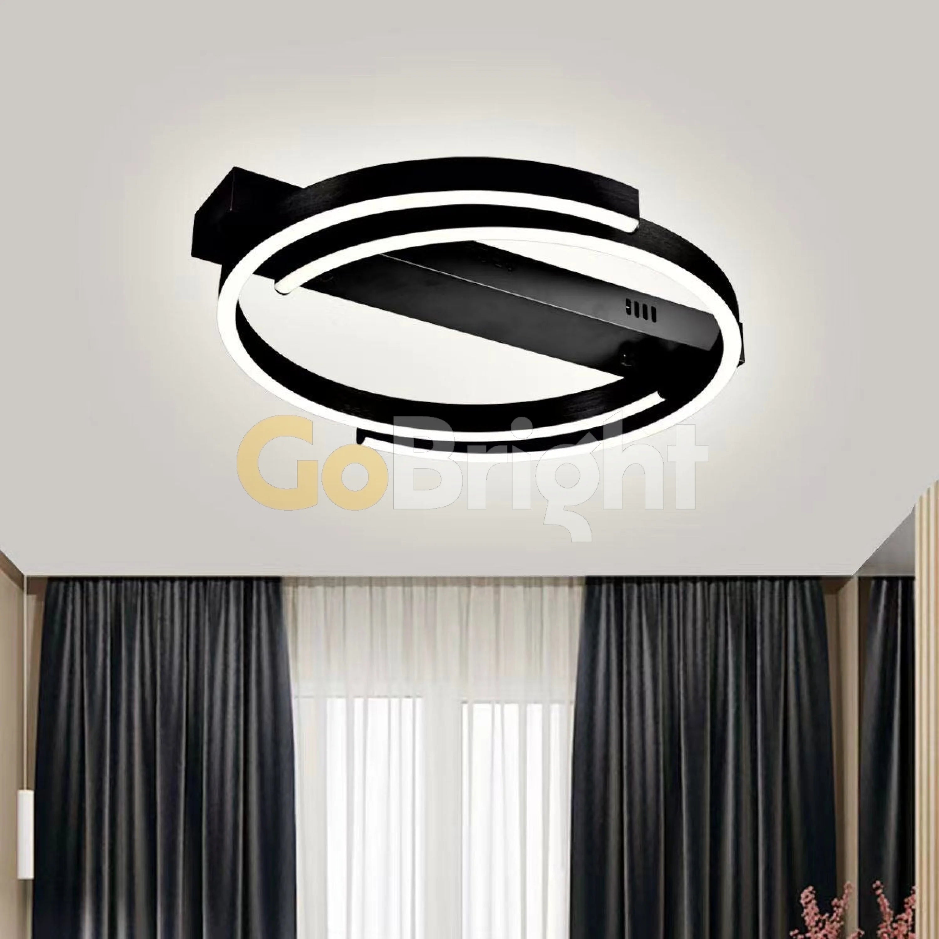 Lustra LED cu Telecomanda Kara 3 Tipuri de Lumini 66W Negru