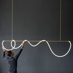 Pendul LED Lungime 150cm 80W cu Telecomanda Urban 3 Tipuri de Lumini Auriu