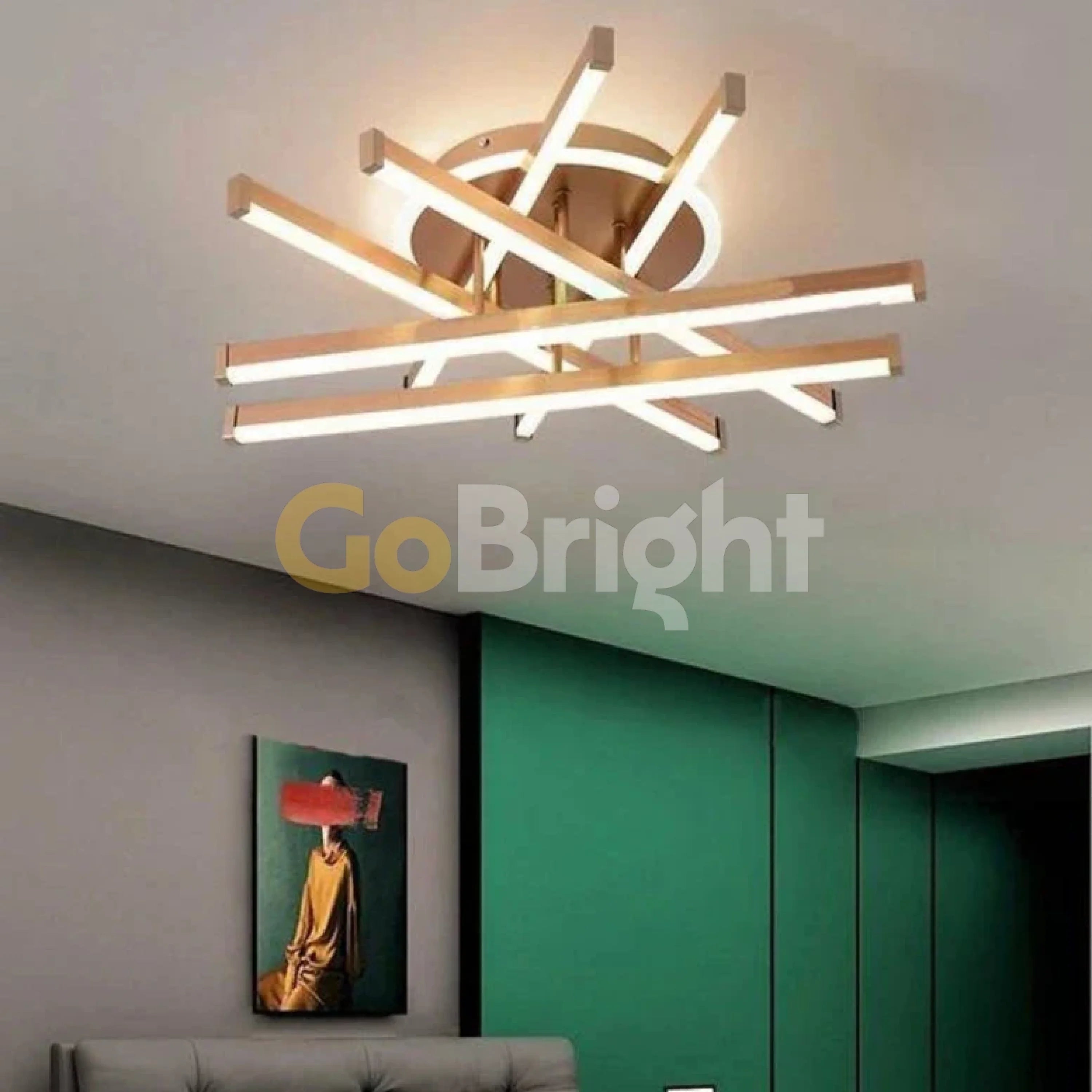 Lustra LED cu Telecomanda Zang 3 Tipuri de Lumini 150W Auriu