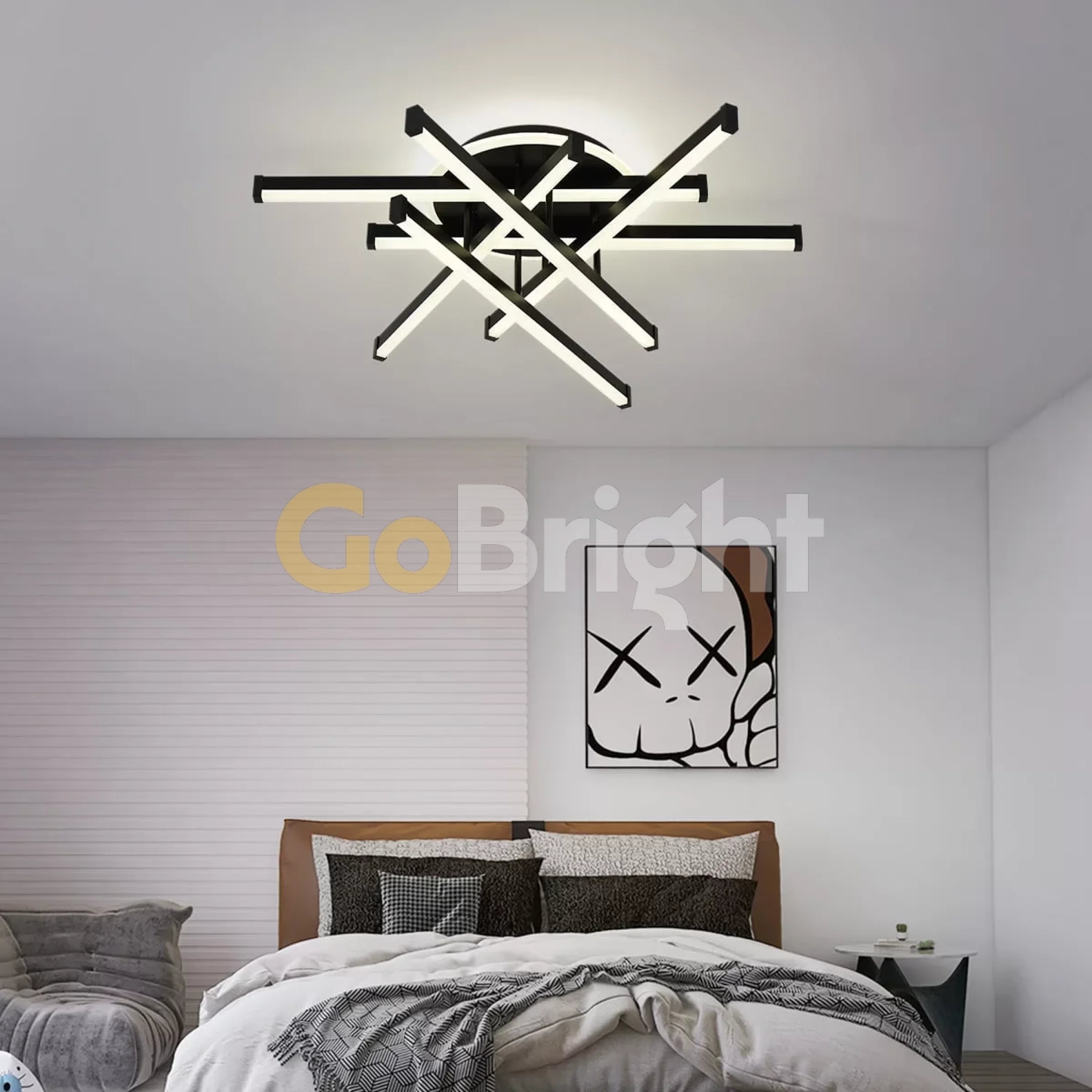 Lustra LED cu Telecomanda Zang 3 Tipuri de Lumini 150W Negru