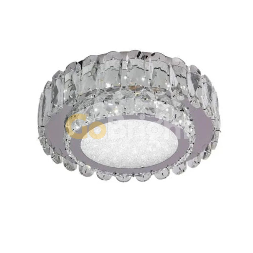 Lustra LED Diametru 30cm 60W cu Telecomanda Crystal 3 Tipuri de Lumini Crom