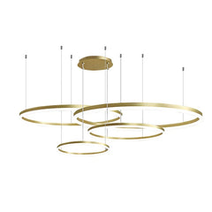 Pendul LED Diametru 60 + 50 + 40 + 30cm 240W cu Telecomanda Raven 3 Tipuri de Lumini Auriu