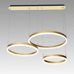 Pendul LED Diametru 60 + 40 + 30cm 160W cu Telecomanda Urban 3 Tipuri de Lumini Auriu