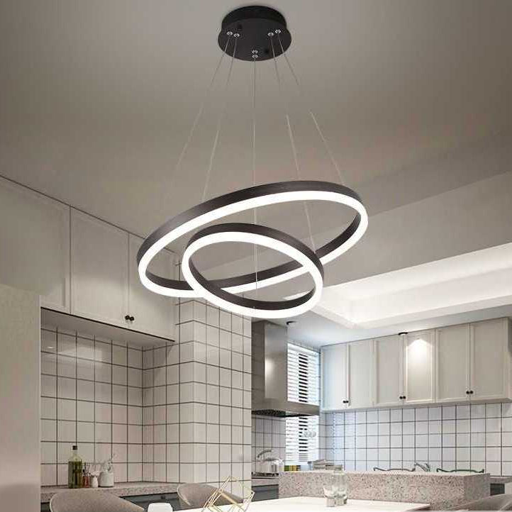 Pendul LED Diametru 60 + 40cm 100W cu Telecomanda Raven 3 Tipuri de Lumini Negru