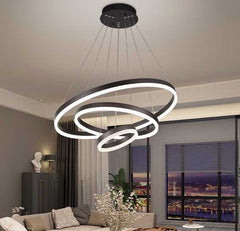 Pendul LED Diametru 60 + 40 + 20cm 150W cu Telecomanda Raven 3 Tipuri de Lumini Negru