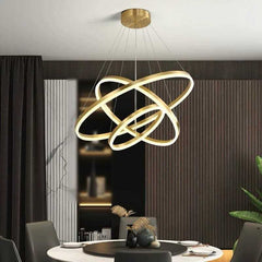 Pendul LED Diametru 60 + 40 + 20cm 150W cu Telecomanda Raven 3 Tipuri de Lumini Auriu