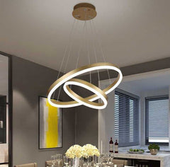 Pendul LED Diametru 60+40cm 100W cu Telecomanda Raven 3 Tipuri de Lumini Auriu