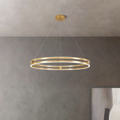 Pendul LED Diametru 60cm 136W cu Telecomanda Urban 3 Tipuri de Lumini Auriu