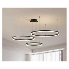 Pendul LED Diametru 60+40+30cm 160W cu Telecomanda Raven 3 Tipuri de Lumini Negru