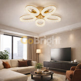 Lustra LED Scarlet 120W cu Telecomanda 3 Tipuri de Lumini Auriu