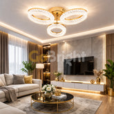 Lustra LED Scarlet 80W cu Telecomanda 3 Tipuri de Lumini Auriu