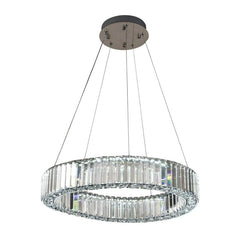 Pendul LED Diametru 40cm 64W Cristal cu Telecomanda Crystal 3 Tipuri de Lumini Argintiu