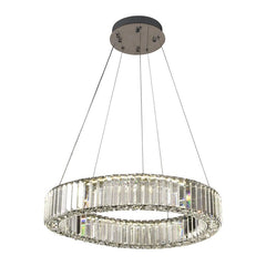 Pendul LED Diametru 40cm 64W Cristal cu Telecomanda Crystal 3 Tipuri de Lumini Argintiu