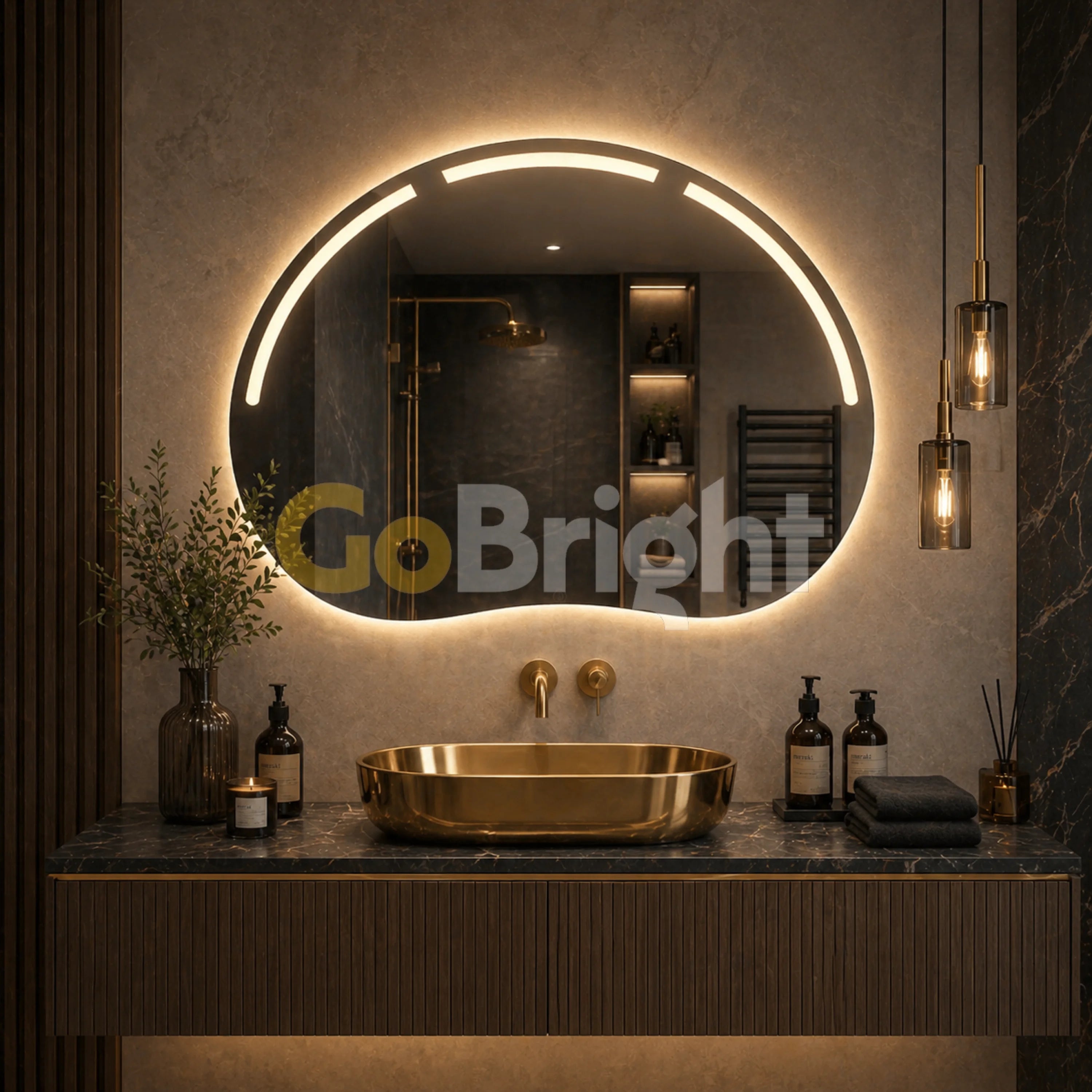 Oglinda LED Premium 80x60cm Touch 3 Culori Luminoase