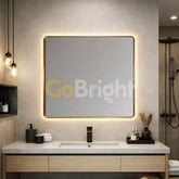 Oglinda LED Premium 80x80cm Rama Aurie Touch 3 Culori Luminoase