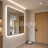 Oglinda LED Premium 80x80cm Rama Neagra Touch 3 Culori Luminoase