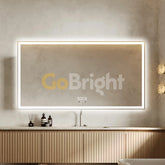 Oglinda LED Smart 150x80cm Senzor Miscare Dezaburire 3 Culori Luminoase Afisaj Ceas & Temperatura – Sticla Premium 5 mm