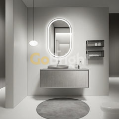 Oglinda LED Smart 50x80cm Senzor Miscare Dezaburire 3 Culori Luminoase Afisaj Ceas & Temperatura – Sticla Premium 5 mm