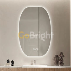 Oglinda LED Smart 60x80cm Senzor Miscare Dezaburire 3 Culori Luminoase Afisaj Ceas & Temperatura – Sticla Premium 5 mm