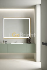 Oglinda LED Smart 80x60cm Auriu Senzor Miscare Dezaburire 3 Culori Luminoase Afisaj Ceas & Temperatura – Sticla Premium