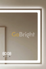 Oglinda LED Smart 80x60cm Senzor Miscare Dezaburire 3 Culori Luminoase Afisaj Ceas & Temperatura – Sticla Premium 5 mm