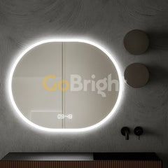 Oglinda LED Smart 80x60cm Senzor Miscare Dezaburire 3 Culori Luminoase Afisaj Ceas & Temperatura – Sticla Premium 5 mm