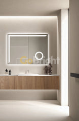 Oglinda LED Smart 80x60cm Senzor Miscare Lupa Dezaburire 3 Culori Luminoase Afisaj Ceas & Temperatura – Sticla Premium