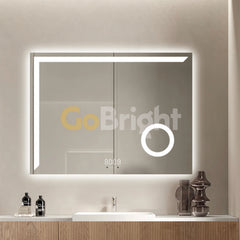 Oglinda LED Smart 80x60cm Senzor Miscare Lupa Dezaburire 3 Culori Luminoase Afisaj Ceas & Temperatura – Sticla Premium