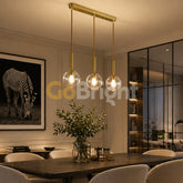 Pendul Jolie Glob Transparent 3xE27 60cm Auriu