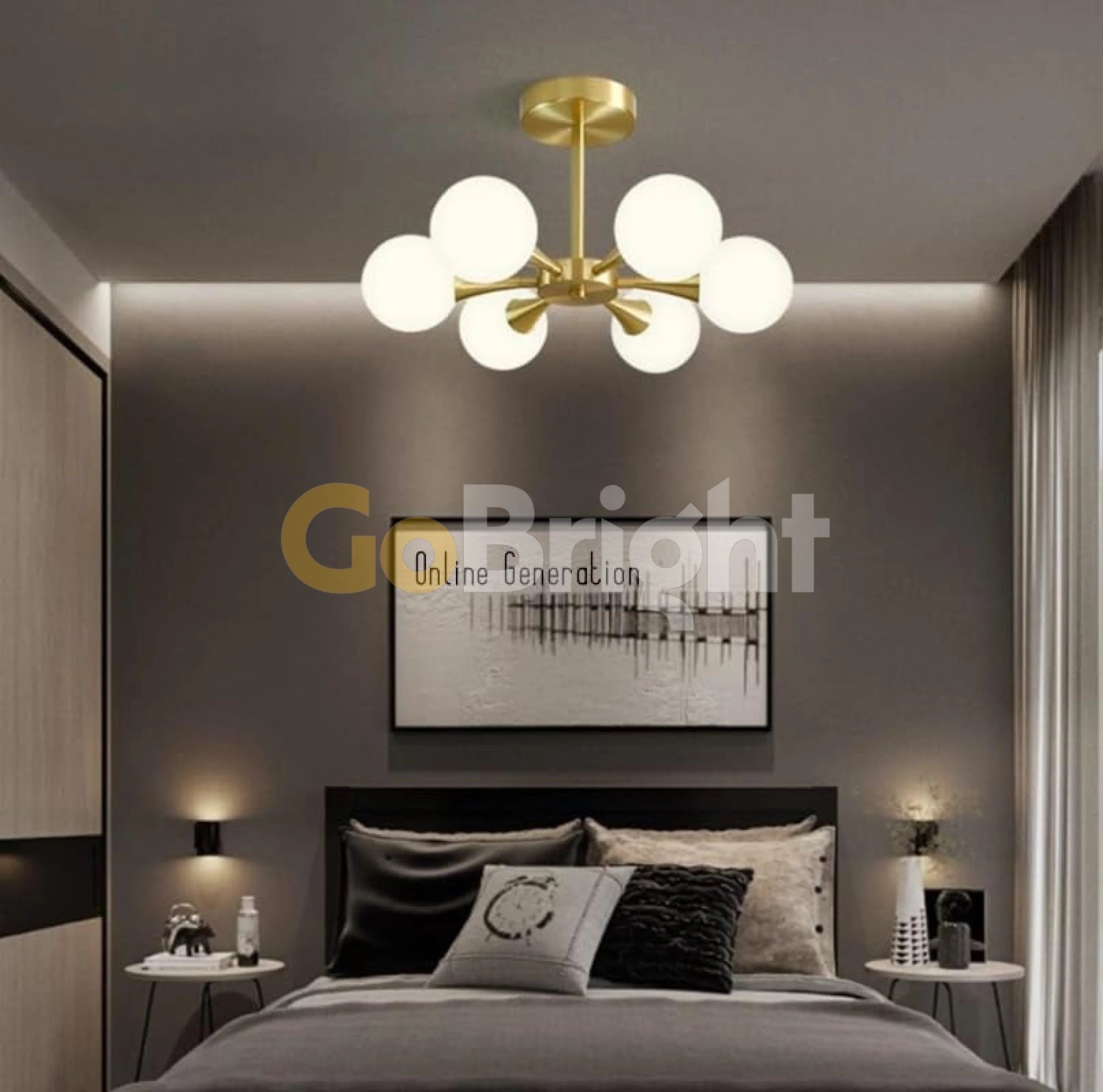 Pendul Jolie Globuri Albe 6xE27 Auriu