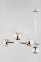 Pendul Jolie Reglabil 4xE27 70cm Auriu + Amber