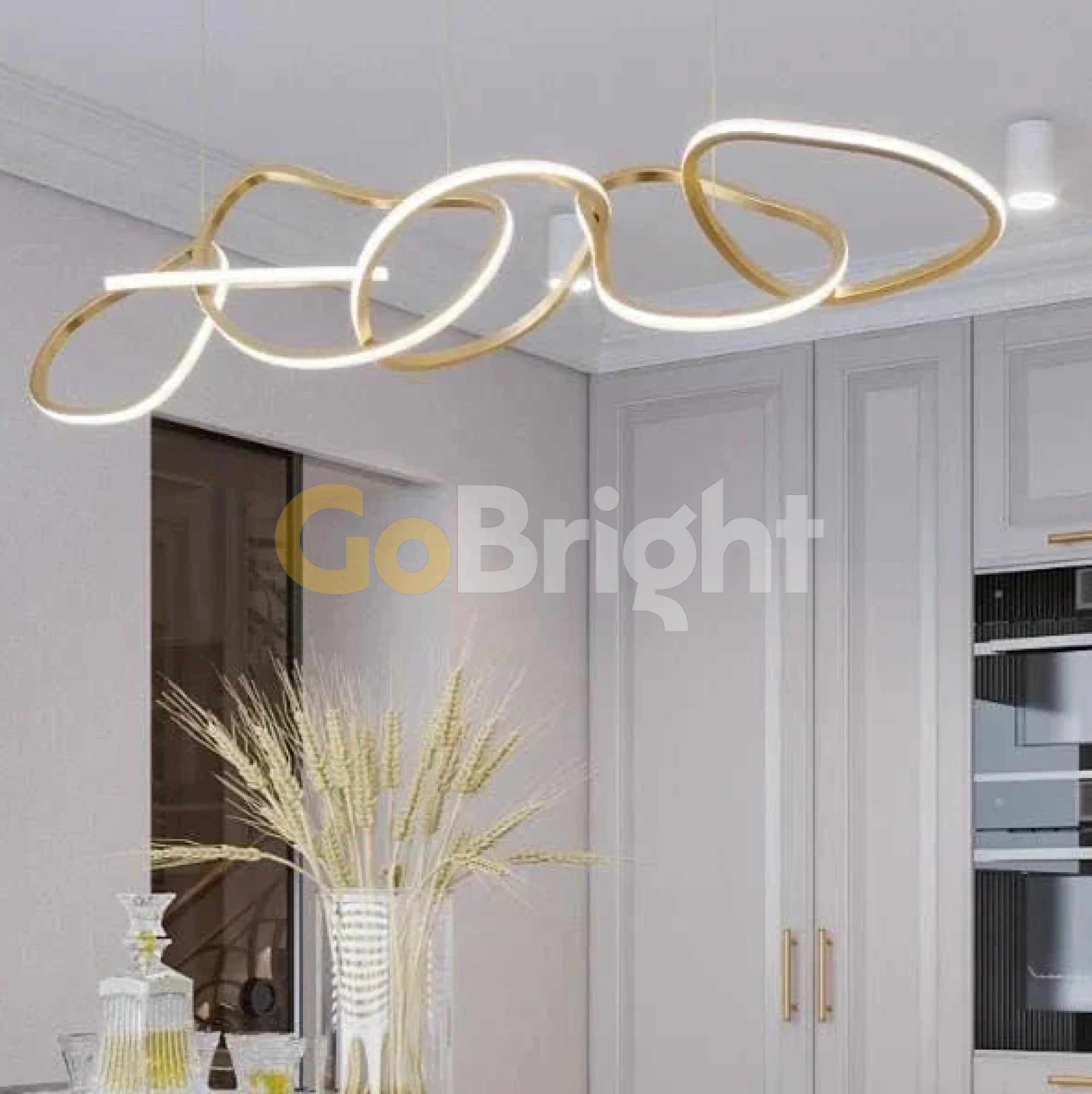 Pendul LED 100cm 119W cu Telecomanda Trinity 3 Tipuri de Lumini Auriu