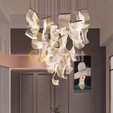 Pendul LED 12 Surse cu Telecomanda Cascade 3 Tipuri de Lumini Auriu