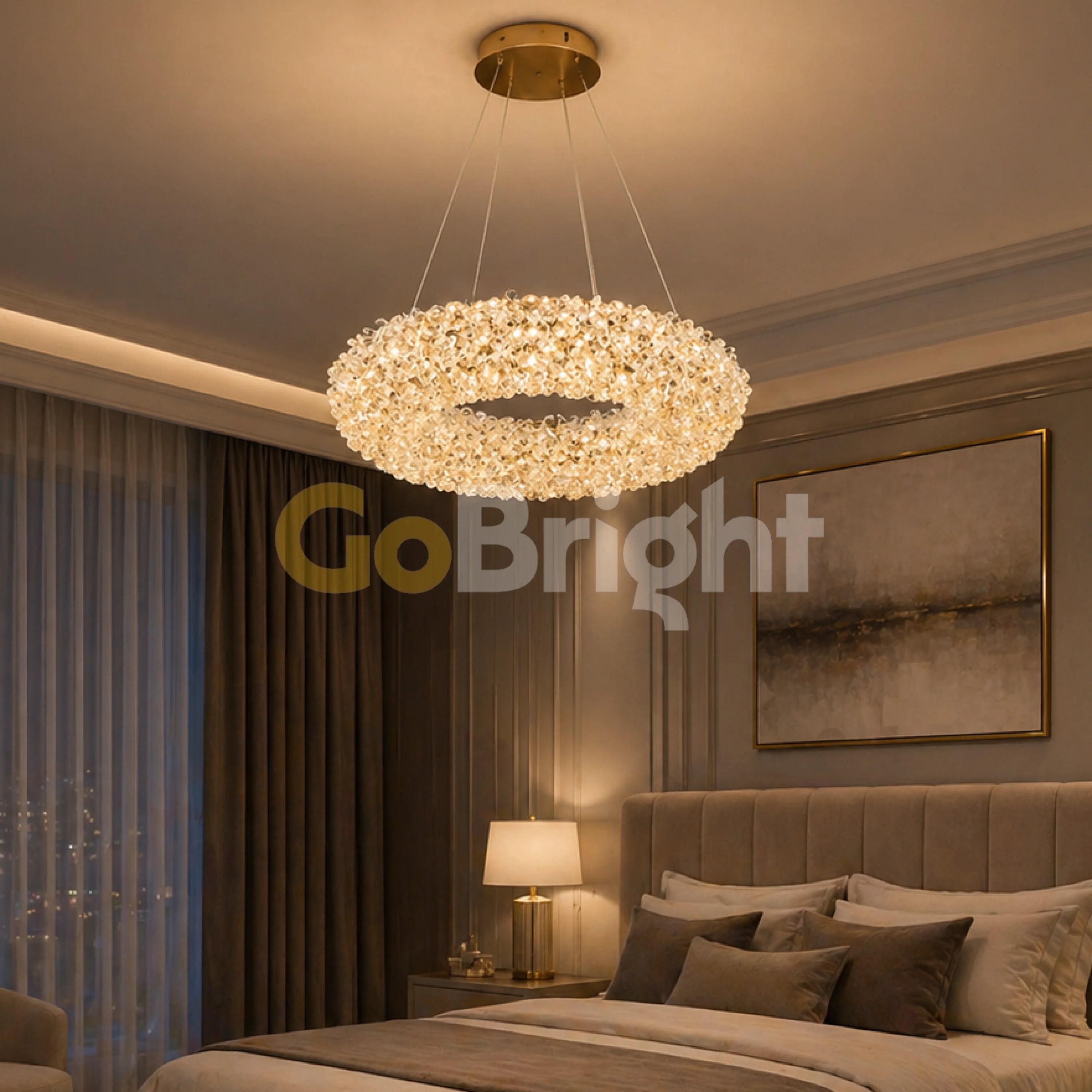Pendul LED 40cm 40W Glow 3 Tipuri de Lumini Auriu