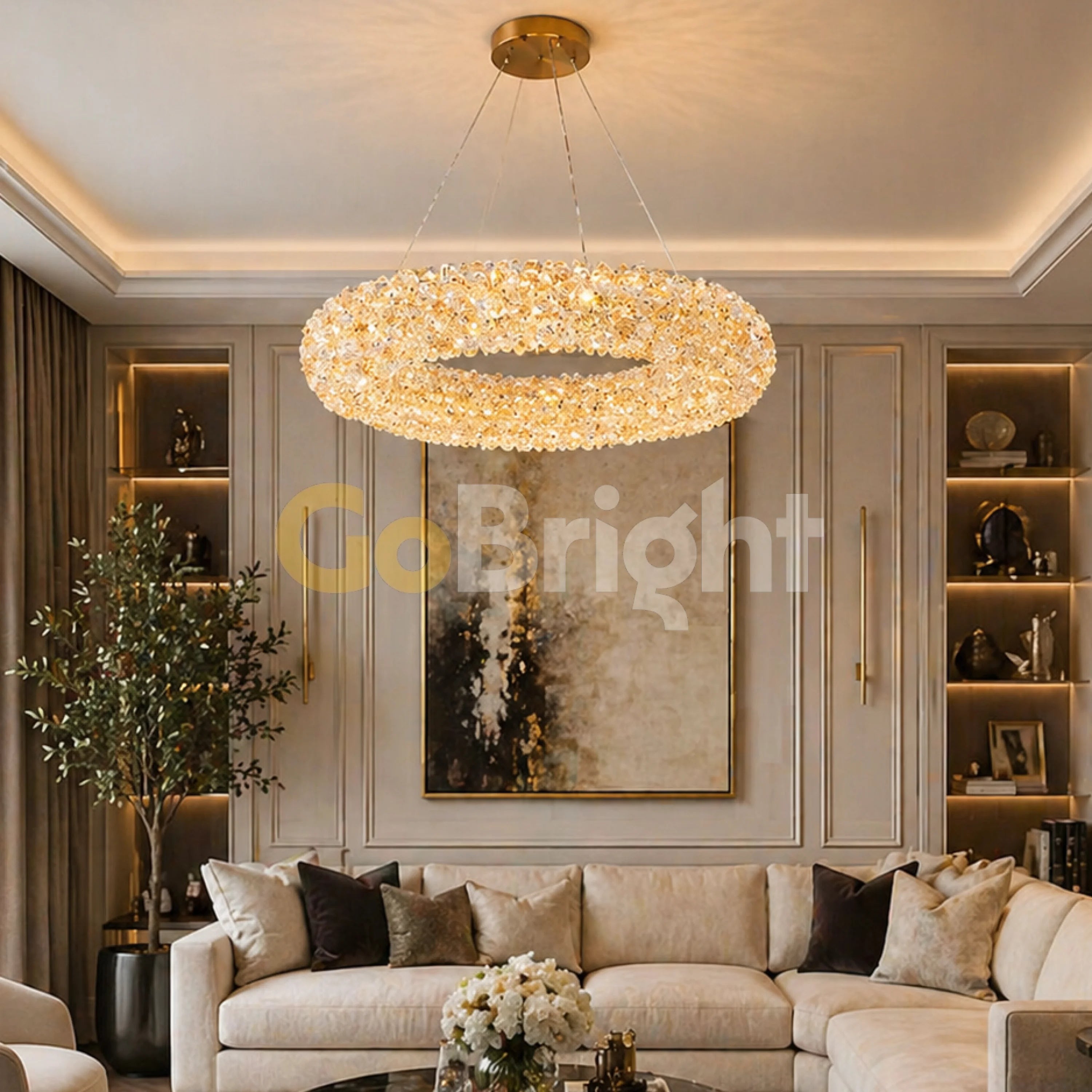 Pendul LED 50cm 60W Glow 3 Tipuri de Lumini Auriu