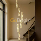 Pendul LED 6 Surse 76W cu Telecomanda Cascade 3 Tipuri de Lumini Auriu