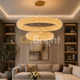 Pendul LED 60 + 40cm 100W cu Telecomanda Glow 3 Tipuri de Lumini Auriu