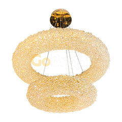 Pendul LED 60 + 40cm 100W cu Telecomanda Glow 3 Tipuri de Lumini Auriu