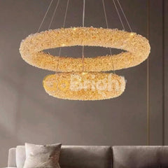 Pendul LED 60 + 40cm 100W cu Telecomanda Glow 3 Tipuri de Lumini Auriu