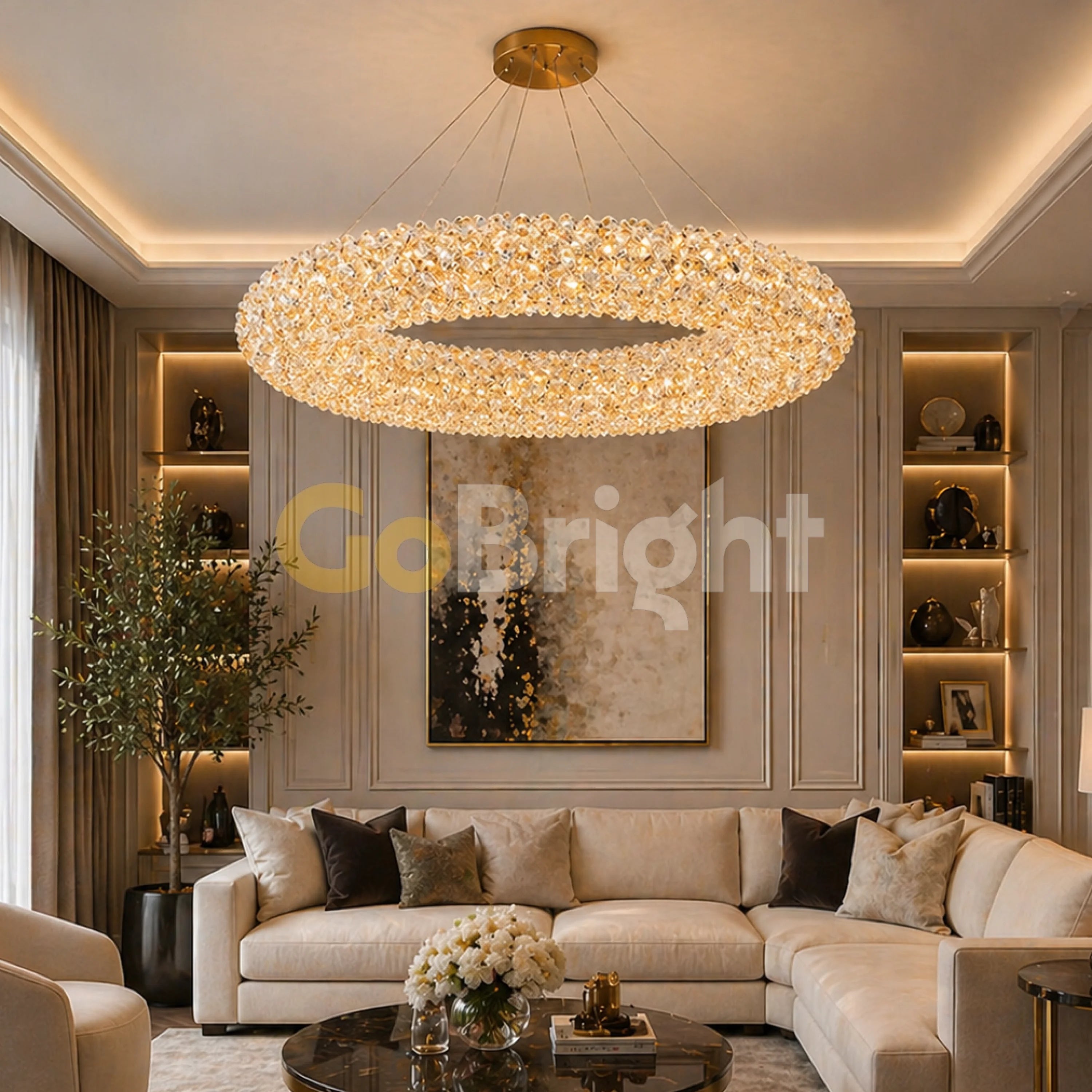 Pendul LED 60cm 80W Glow 3 Tipuri de Lumini Auriu