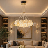 Pendul LED 7 Bile Cristale Glow Auriu