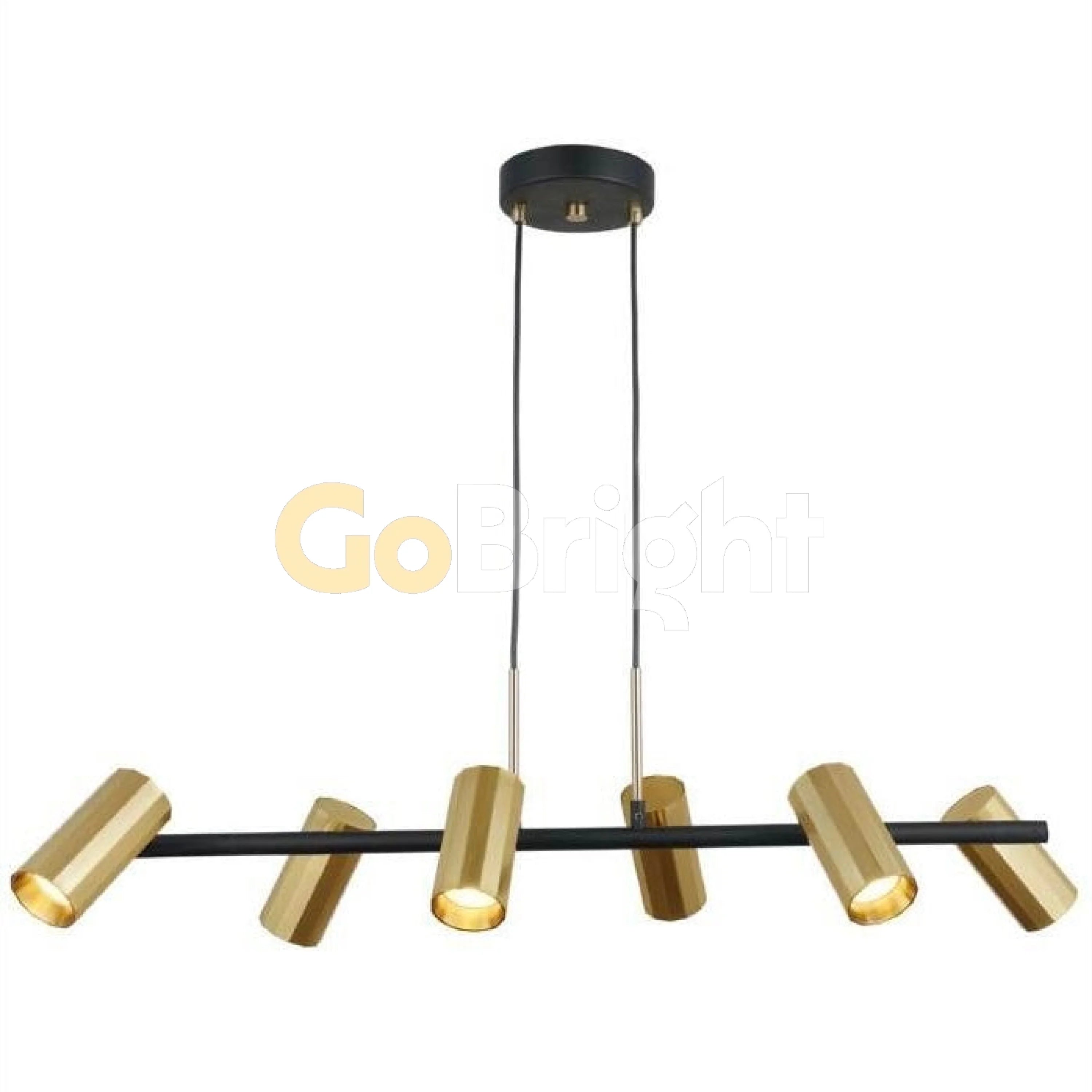 Pendul LED 74cm 6xGU10 Urban 3 Tipuri de Lumini Auriu + Negru