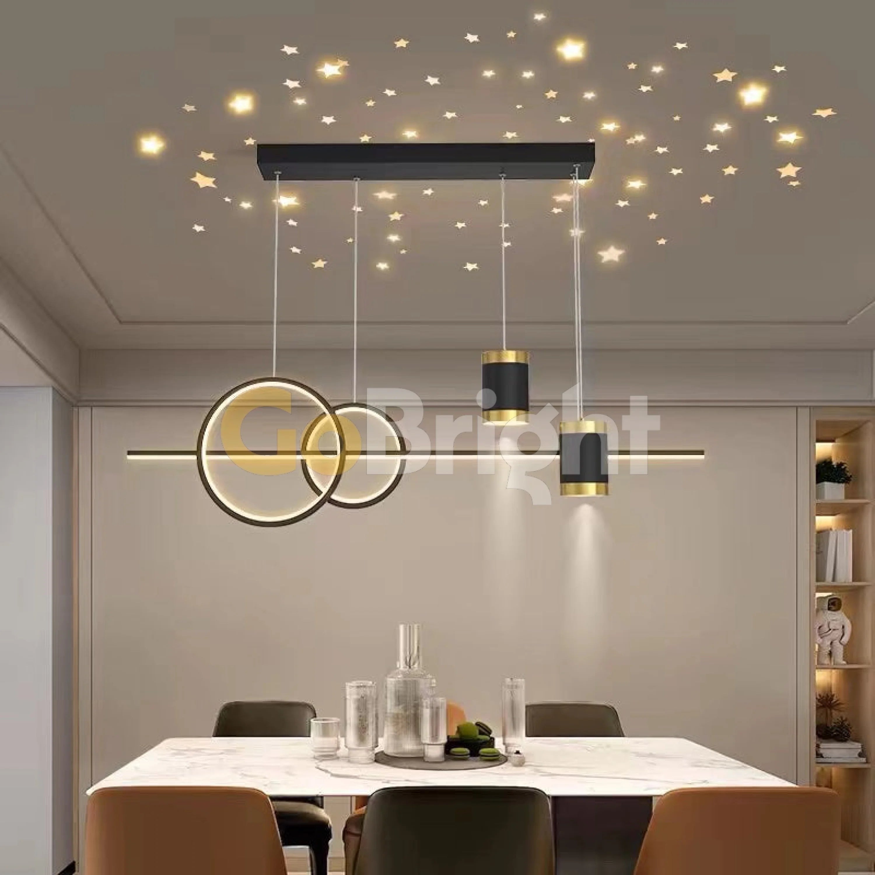 Pendul LED 80cm 120W cu Telecomanda Trinity 3 Tipuri de Lumini Negru + Auriu