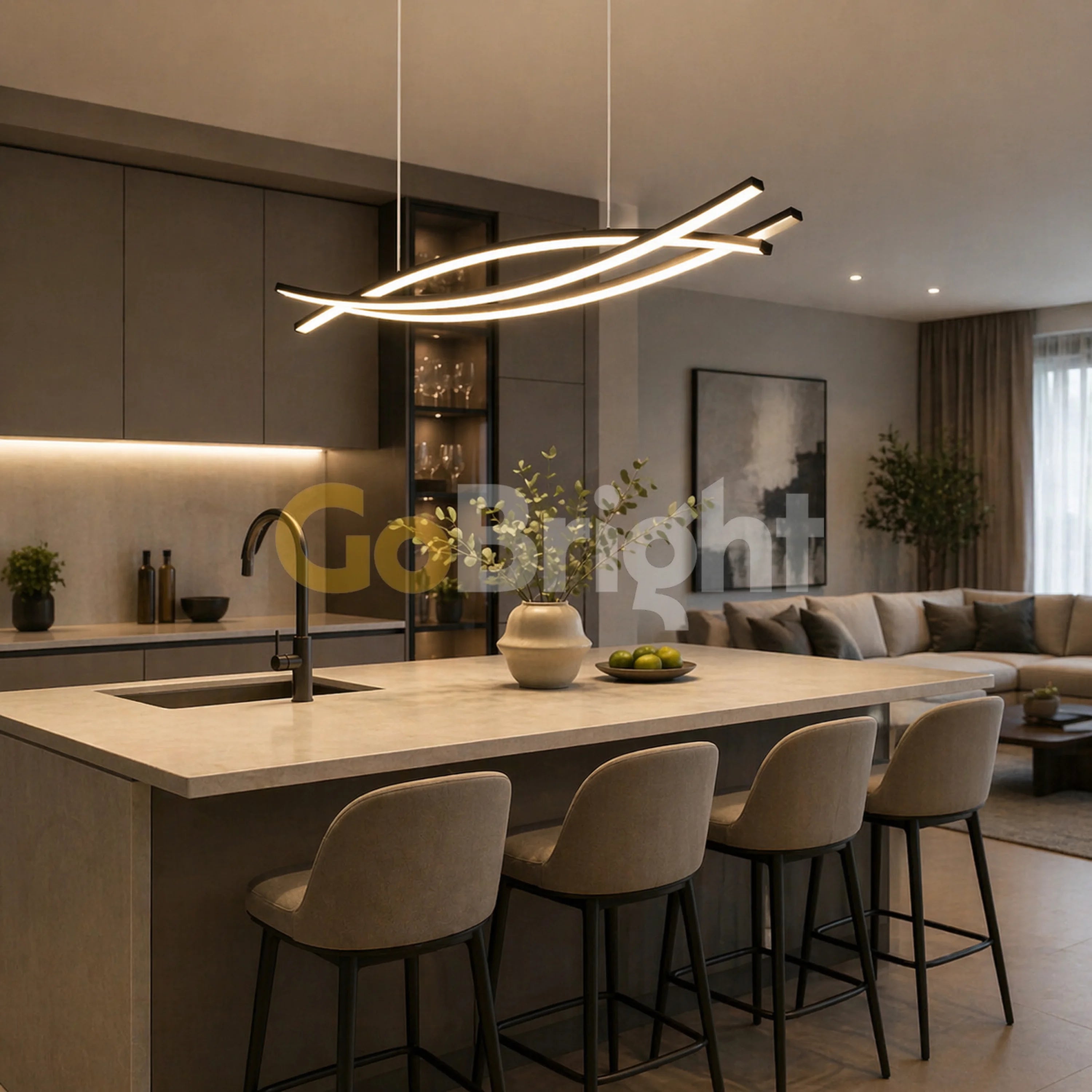 Pendul LED 80W 120cm cu Telecomanda Urban 3 Tipuri de Lumini Negru